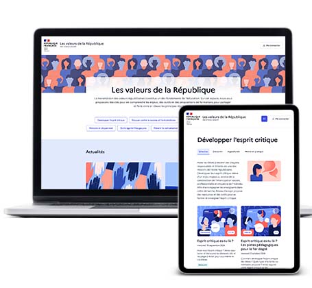 visuel page d'accueil du site Valeurs de la République du réseau Canopé